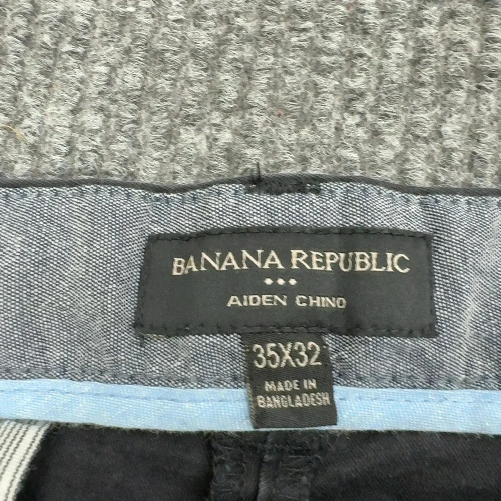 Banana Republic Aiden Chino Pants Mens 35x32 Black Cotton Spandex Slim Casual